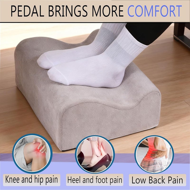 COMFelicify Foot Rest for Under Desk at Work, Ergonomic Under Desk Footrest with Washable Cover, Memory Foam Foot Stool for Office Chair & Gaming Chair, Back & Hip Pain Relief, Light Grey - Image 4